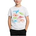 thumbnail image 2 of HAOTAGS Boys Glow-in-the-Dark T-shirts Round-Neck Short-Sleeve Graphic Tee Fun Soft & Breathable Summer Casual Cotton Top White Size 3-4 Years, 2 of 8