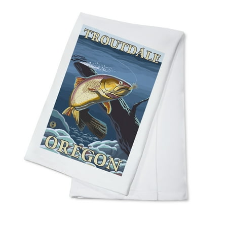 Trout Fishing Cross-Section - Troutdale, Oregon - LP Original Poster (100% Cotton Kitchen