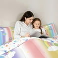 thumbnail image 4 of Castle Fairy Preppy Child Cartoon Gradient Rainbow Twin Bedding Sets 7-Piece,Groovy Floral Daisy Bedding Comforter Set Microfiber,Abstract Ombre Breathable Sheet Sets,Breathable Home Decor, 4 of 8