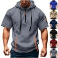 thumbnail image 5 of Men's Athletic Sweatshirts Casual Short Sleeve Quarter Zipper Hoodies Multiple Pockets Outdoor Pullover Sweatshirts Gray XXXL, 5 of 5