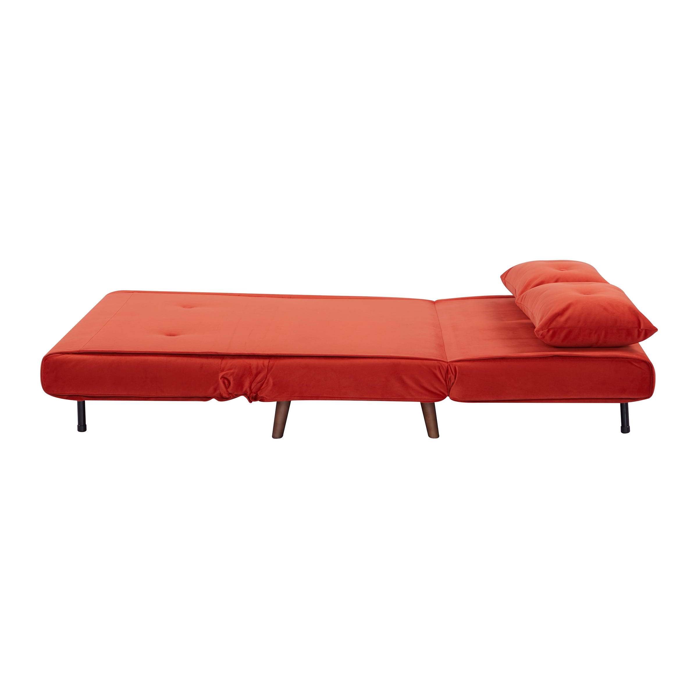 A&D Home Haru 48" Convertible Futon Chair, Velvet Red Orange