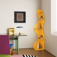 thumbnail image 2 of Yowos Corner Shelf, Modern 5-Tier Bookcase, Stylish Wavy Corner Small Bookcase Storage Rack Plant Stand with Unique Shape for Living Room, Home Office, Yellow, 2 of 9