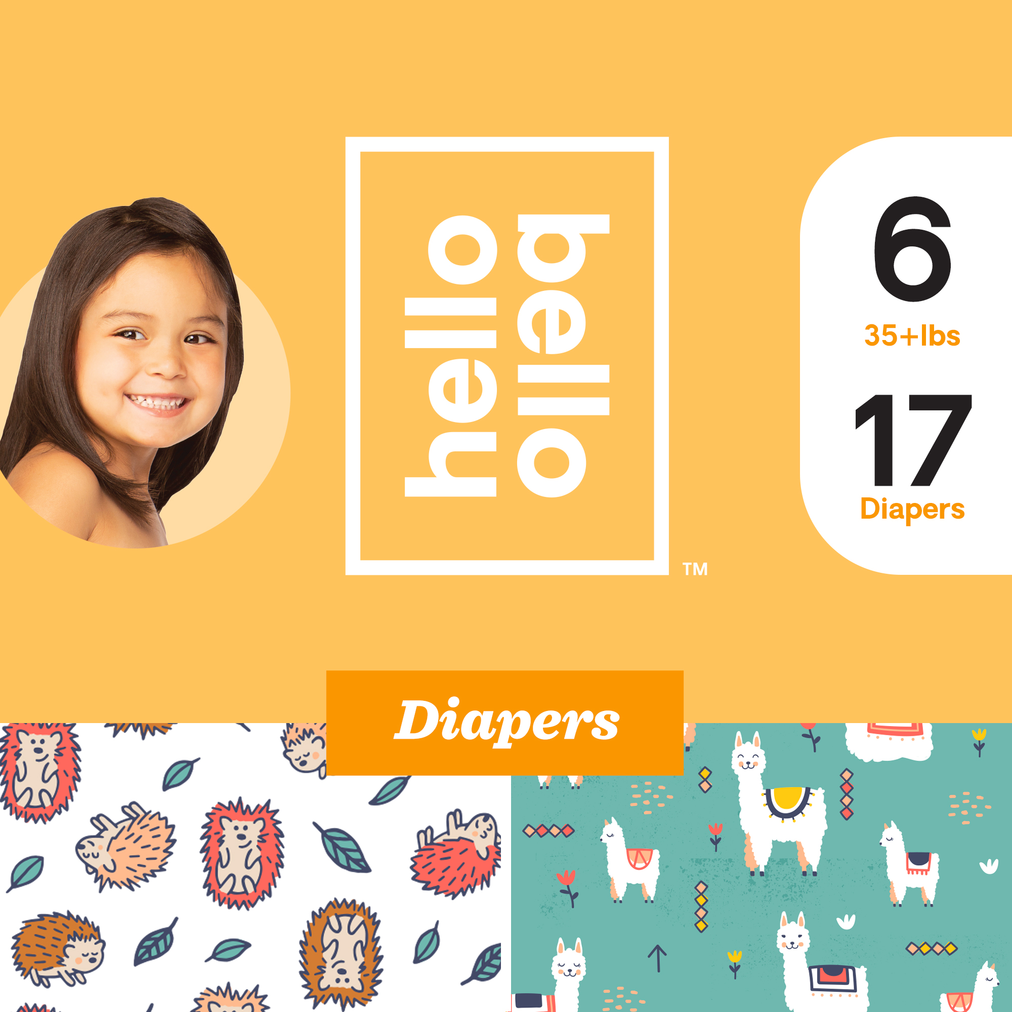 Hello Bello Diapers Prickly Critters & Llamasoft Size 6 (17ct