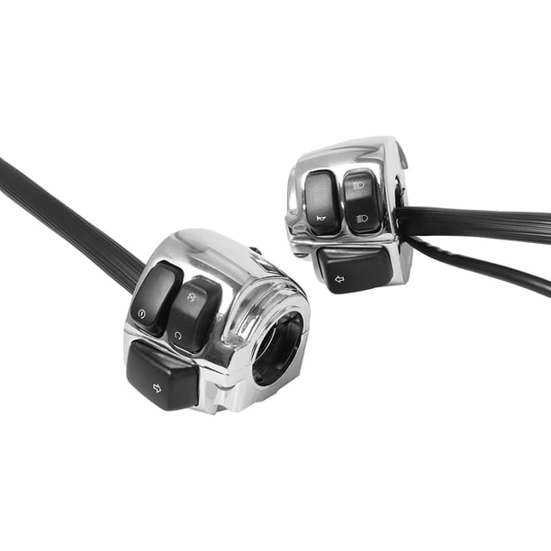 Interruptor de bocina de señal Zulema para manillar de motocicleta 1 pulgada 25mm Cromo lado izquierdo y derecho