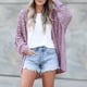 thumbnail image 1 of Suéter Cárdigan informal ahuecado para mujer, traje de vacaciones holgado de Color sólido de gran tamaño Ygjytge Púrpura T XL para Mujer, 1 of 1
