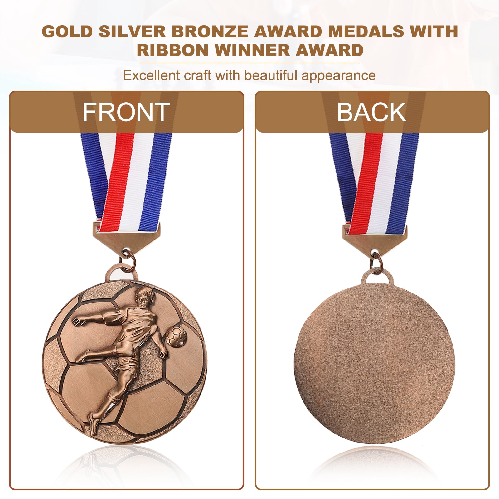 Uxcell Football Events Award Medals with Ribbons, Winner Medals Prizes for Competitions Sports Party Red