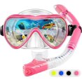 thumbnail image 1 of Equipo de snorkel para adultos, máscara de buceo seca y snorkel para hombre y mujer, color rosa, 1 of 5