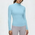 thumbnail image 4 of Posijego Mock Neck Long Sleeve Shirts for Women Plain Basic T-Shirts Slim Spring Trendy Going out Crop Tops Solid Color, 4 of 9