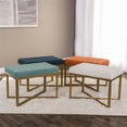 thumbnail image 3 of HomePop Modern Style Metal Bench with Velvet Seat in White Finish, 3 of 15