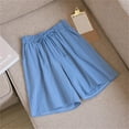 thumbnail image 5 of JJHGVB Womens Linen Shorts Beach Cropped Trousers Womens Linen Shorts Women Linen Shorts Bermuda Shorts Pedal Pushers for Women Long Shorts for Women Lounge Shorts Beach Lightweight Short Blue 2XL, 5 of 5