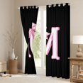 thumbnail image 3 of Erosebridal Bowknot Initial Alphabet M Black Out Curtains,Dreamy Princess Bowtie Kids Curtains Pack of 2 (42x63 Each) For Girls, 3 of 7