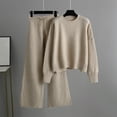 thumbnail image 3 of Women's Knitted Suit Set Loose Sweater Wide-Leg Pants Two-Piece for Fall and Winter Fashion, Perfect for Holiday Parties and Casual Wear, Comfortable and Chic,Khaki,One Size, 3 of 9