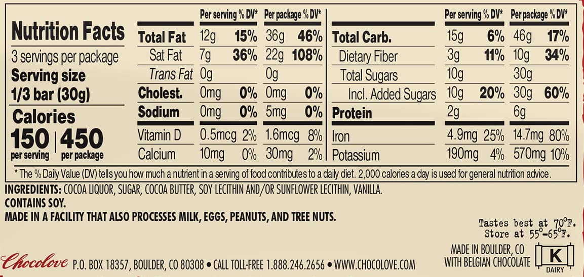 Chocolove Chocolate Bar, 65% Rich Dark, 3.2 Ounce (Pack of 12)