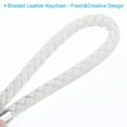 thumbnail image 4 of Braided Leather Keychain with Stainless Steel Key Ring, PU Woven Wristlet Lanyard, White 3 Pack, 4 of 5