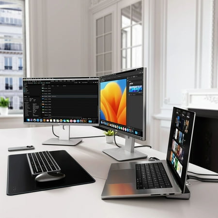 Satechi - Dual Dock with NVMe SSD enclosure – USB-C PD (75W), 2 USB-C data, 2 HDMI 2.0, 1 DisplayPort 1.4, 2 USB-A, Ethernet - Space Gray