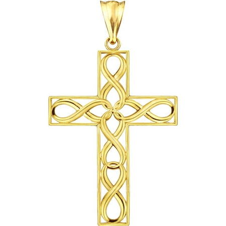 US GOLD Handcrafted 10kt Gold Infinity Cross Charm Pendant