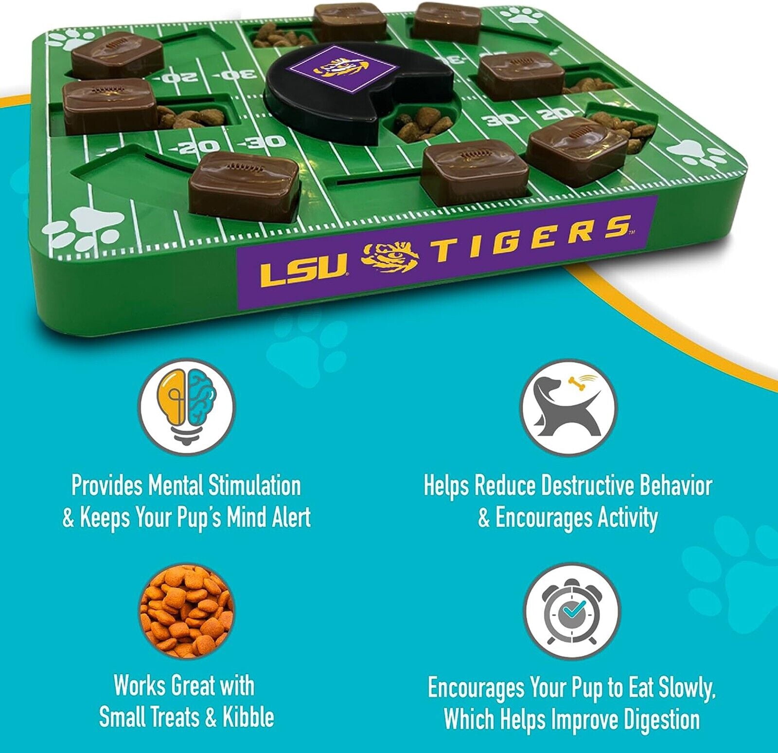 Pets First NCAA LSU Tigers Puzzle Toy, Puzzle Treat Dog Toy, Interactive Dog Treat Toy, Dog Puzzle Feeding Slow Toy