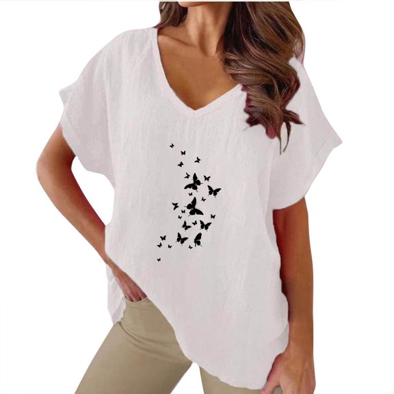 Trendy Summer Tops 2026 Womens Summer Tops Plus Size Blouses For Women Dressy Casual Black V Neck T Shirts For Women 3/4 Sleeve