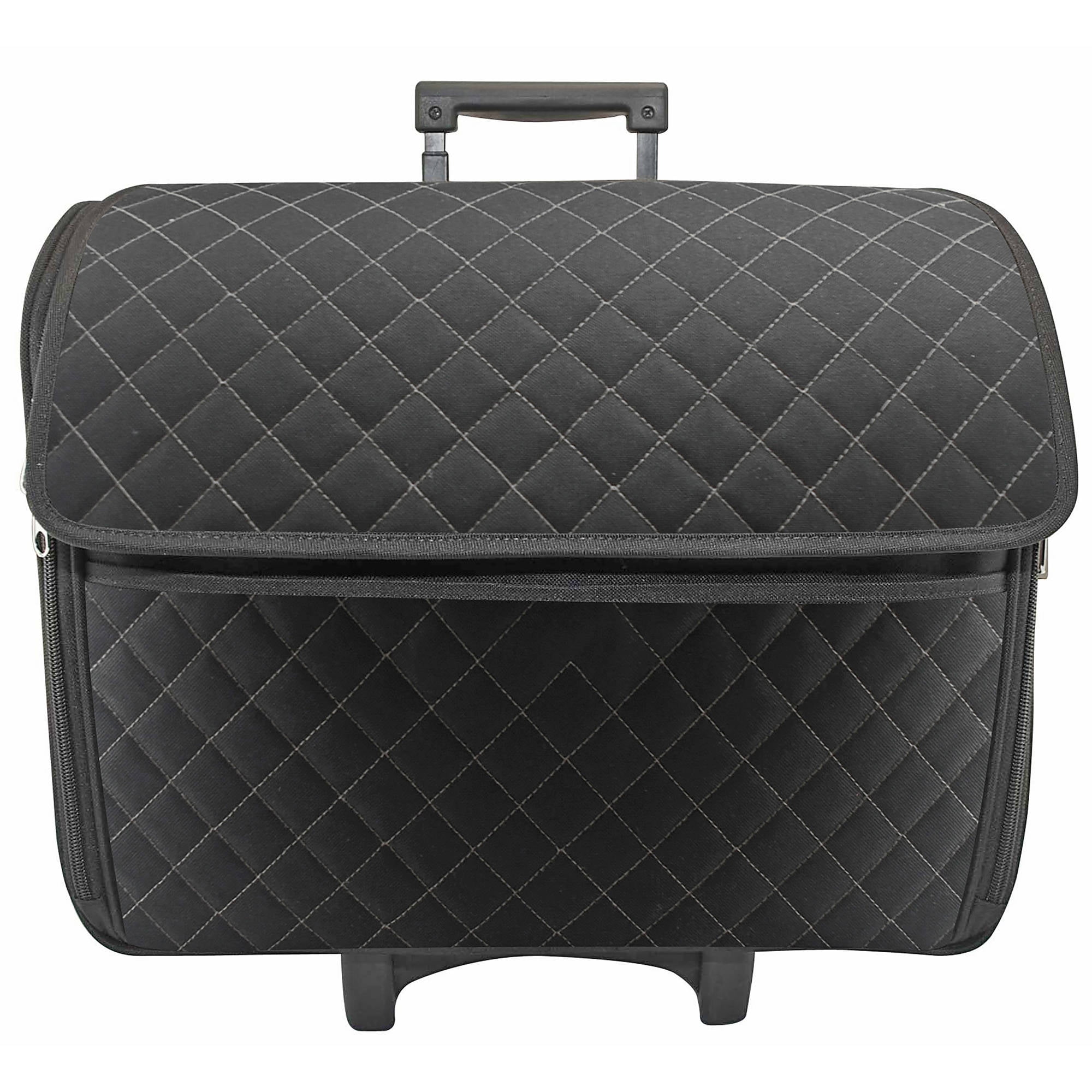 Everything Mary Basic Rolling Sewing Machine Tote, Black Quilted