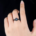 thumbnail image 2 of Gothic Alexandrite Engagement Ring Set in 14K Black Gold Vermeil- Black Onyx Gemstone Promise Ring- Anniversary Ring Set for Woman, 2 of 7