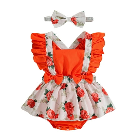 

KI-8jcuD Baby Clothes 9-12 Months Girls Girls Ruffles Fly Sleeve Floral Printed Romper Bowknot Backless Bodysuits Headbands Outfits Girl Outfits Bodysuit Baby Girl Baby Girl Winter Outfit Body Baby