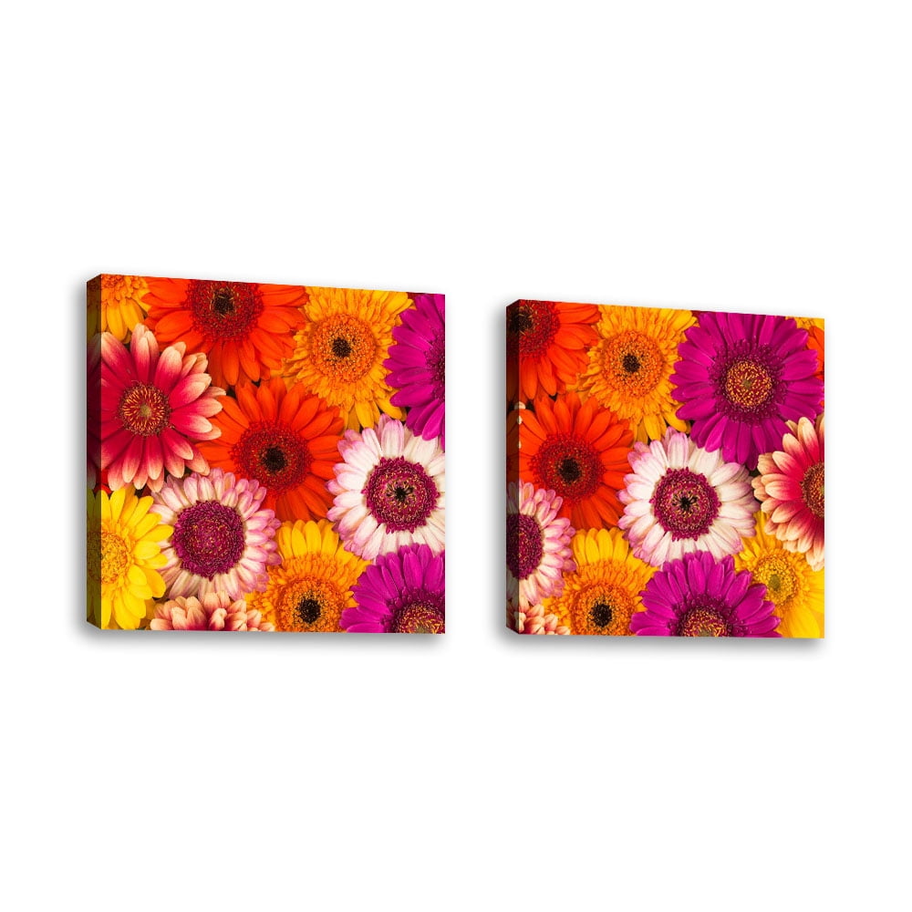 Set of 2 Multicoloured Gerbera flowers Contemporary