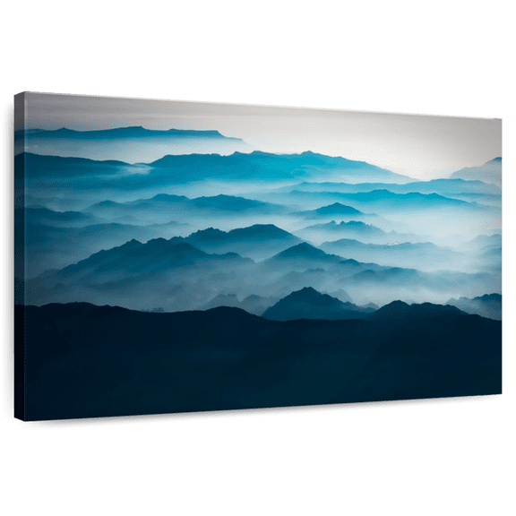 Elephant Stock Vang Vieng Mountain Range Wall Art - Horizontal Canvas Wall Art - Living Room Wall Decor - Nature Canvas - Black And Blue Decor - 12" x 8"