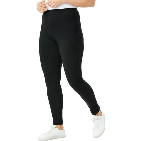Woman Within Plus Size Stretch-Cotton Knit Pull-On Leggings