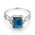 thumbnail image 2 of Gem Stone King 925 Sterling Silver London Blue Topaz and Lab Grown Diamond Engagement Ring for Women (2.74 Cttw, Gemstone Birthstone, Size 7), 2 of 5