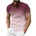 thumbnail image 2 of Gifts for Men! Titcea Mens Tshirts Gradient Printed Round Neck Short Sleeve Buttons Work Shirts Hawaiian Beach Holiday Summer Casual Shirts, 2 of 6