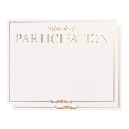 Certificate Papers - 48-Pack Certificate of Participation Award Certificates for Student, Volunteers, Employees, 180GSM, Gold Foil Print Border, Laser Printer Friendly, 8.5 x 11