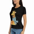 thumbnail image 4 of Women's Halloween T-Shirt Giraffe and Sloth Print Graphic Cozy Cute Short Sleeve Cotton Tee Halloween Novelty Tee Top, 4 of 9