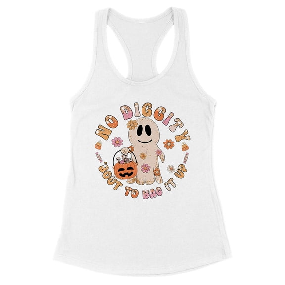 Bag it up Halloween Tank Top Fitted Racerback Women's Large White