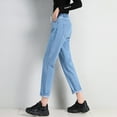 thumbnail image 4 of Women Solid Harlan Pants Jeans Elastic High Waist Pants Drooping Straight Women's Jeans Retro Cropped Trousers Demin Pants Trousers With Pocket plus Size Women Pants Ladies Denim Tall Womens Clothes, 4 of 5