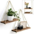 thumbnail image 2 of Tswift 44Cm Long Premium Wood Swing Hanging Rope Shelves, Plant Flower Pot Holder - Home Decor, Balcony Garden Tool, 2 of 6