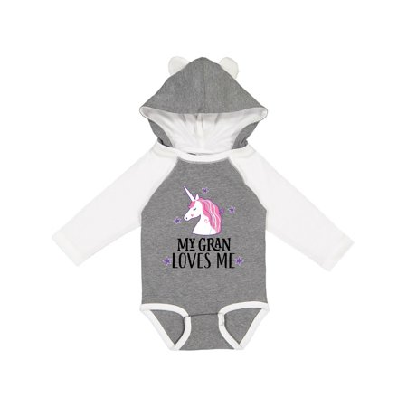

Inktastic My Gran Loves Me Girl Unicorn Gift Baby Girl Long Sleeve Bodysuit
