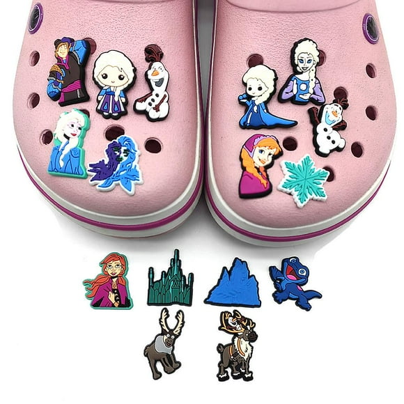 16pcs/set Jibbitz Charms for Crocs Clog Frozen Elsa Olaf Snowman Anna Cartoon Shoe Decoration Accessories
