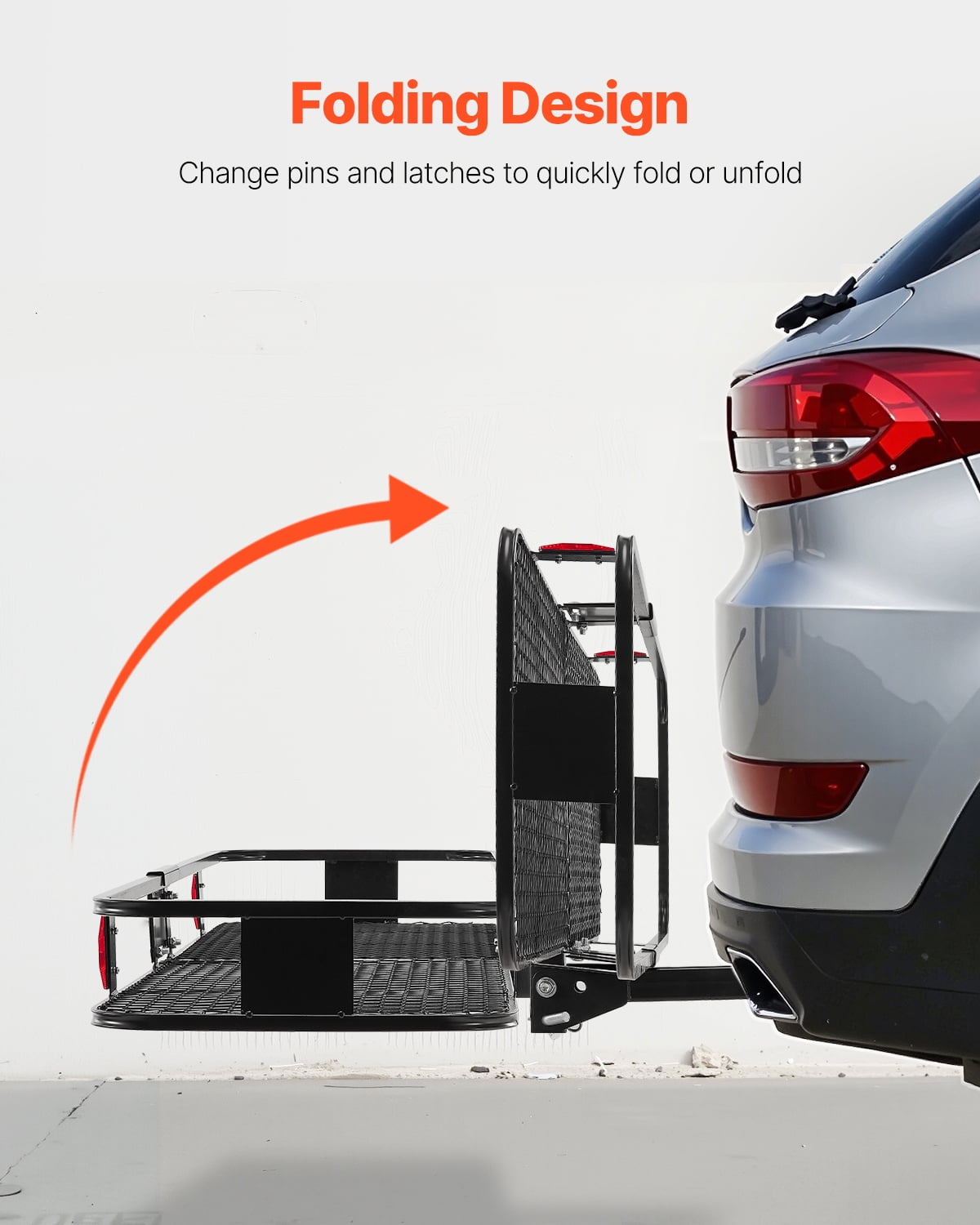 VEVOR Hitch Cargo Carrier,60" x 20" x 6", 500 lbs Capacity Hitch Cargo Carrier with Cargo Net & Waterproof Cargo Bag, Folding Hitch Mount Cargo Carrier with Hitch Lock for 2" Receiver, Fit for SUVs