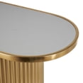 thumbnail image 5 of DecMode 47" x 31" Gold Metal Oval Console Table with White Marble Tabletop and Ribbed Legs, 1-Piece, 5 of 9