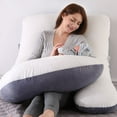 thumbnail image 5 of TOPCHANCES Pregnancy Pillow, J Shaped Full Body Soft Maternity Pillow with Removable Velvet Cover, 27*57inch, Gray/White, 5 of 9