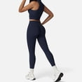 thumbnail image 6 of Active Women's High Neck Cropped Tank Top with Racerback Design - Small, Navy, 6 of 6