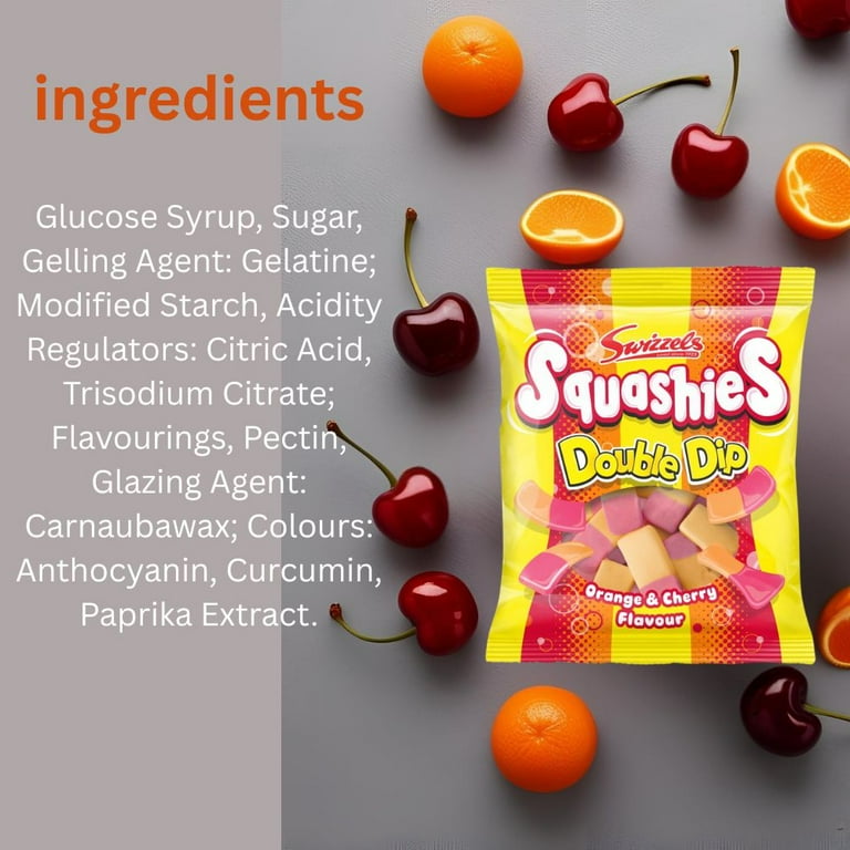 Swizzels Squashies Double Dip Orange & Cherry Flavour 120g (Pack