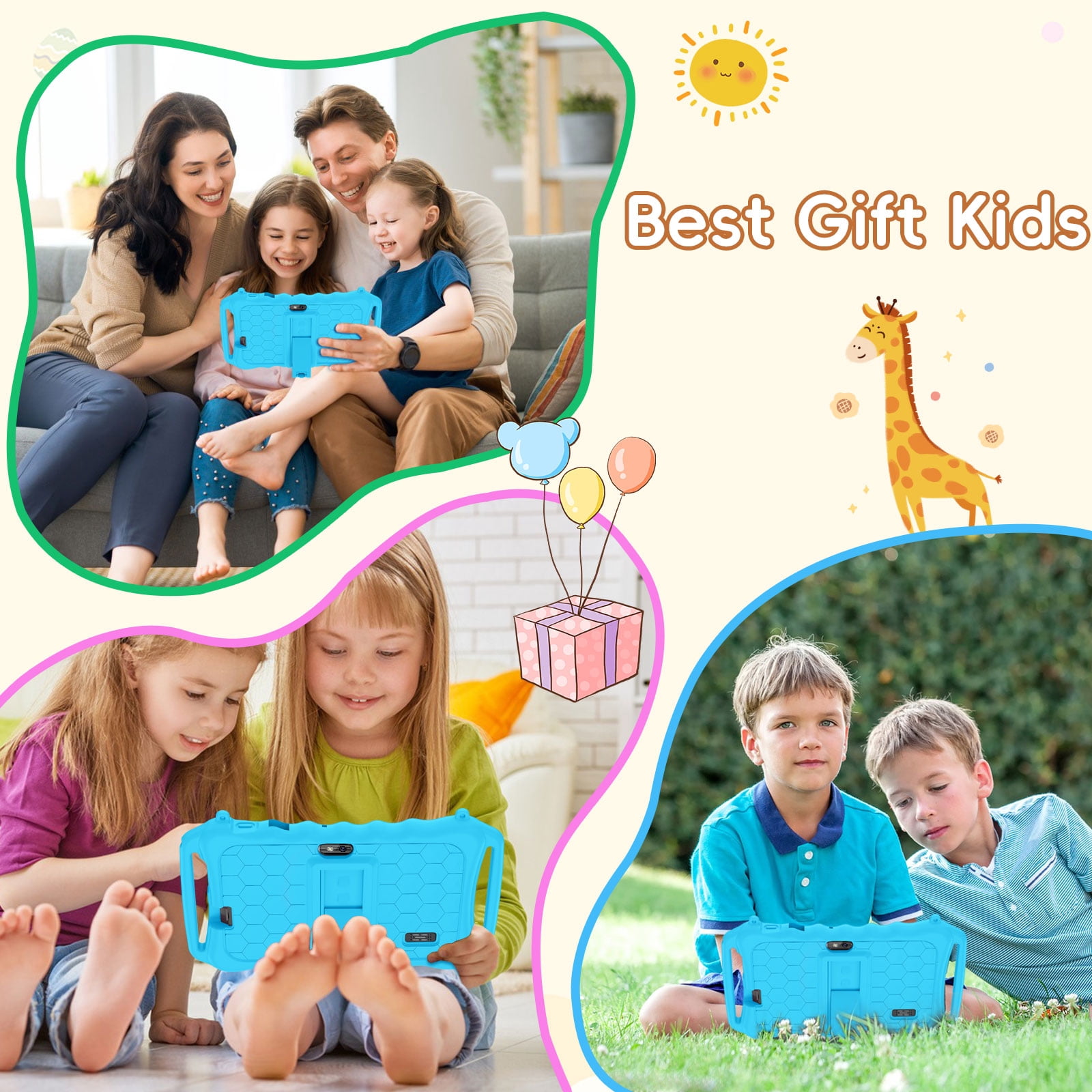 Kids Tablet, 7 inch Android 11 Tablet for Kids, 6(2+4) GB RAM 32GB ROM, Toddler Tablet with Bluetooth, GPS,WiFi,Parental Control, Dual Camera,Shockproof Case,Kids App Pre-Installed