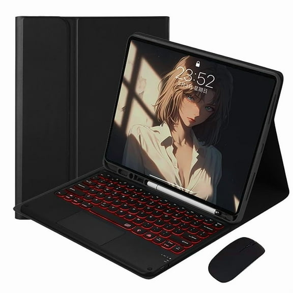 HPZZ Keyboard Case Compatible with iPad 9.7, iPad 6th Gen (2018), iPad 5th Gen (2017), iPad Air 2 (2014) Smart 7 Colors Backlight Trackpad with Mouses, Built in Pen Holder & Auto Sleep