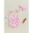 thumbnail image 3 of aturustex Toddler Girls Easter Bubble Romper 0 3M 6M 12M 18M 24M Infant Baby Sleeveless Bodysuits Bunny Carrot/Eggs Print Cami Romper Jumpsuits with Hmmer Outfits Beachwear for Holiday Party, 3 of 6