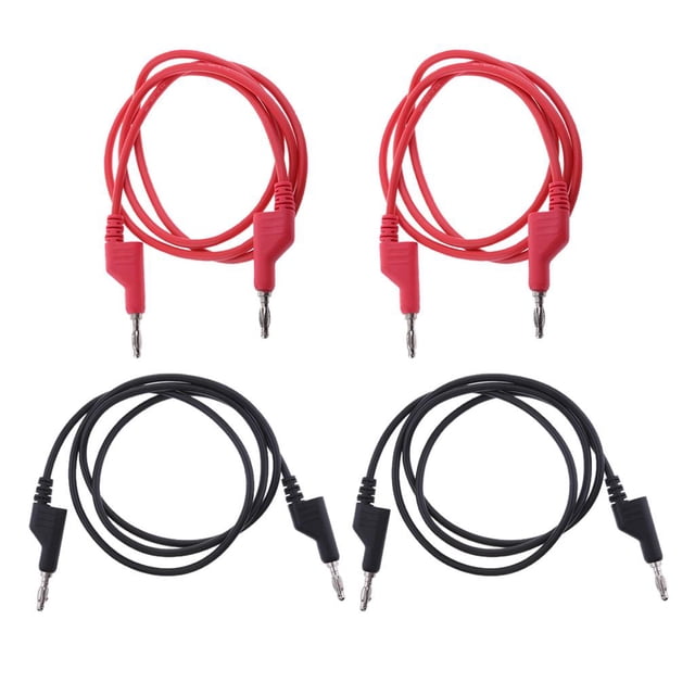 Cable de Prueba de Silicona de 4 Piezas Conector Banana de 4 Mm Apilable a Conector Banana Rojo + Negro