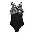 thumbnail image 6 of Cupshe Women's Gingham Ruched Criss-Cross Back One Piece Swimsuit Black, XS, 6 of 6