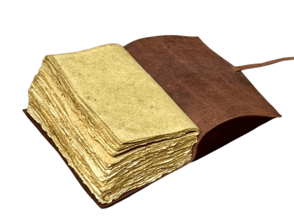 Handmade Leather Journal with Tree of Life Embossing – 5x7 Inch Vintage Notebook, 200 Deckle Paper Pages, Rustic Wrap Closure