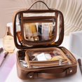 thumbnail image 2 of Estuche de viaje SANHECUN, grande, transparente, impermeable, marrón, 2 of 7