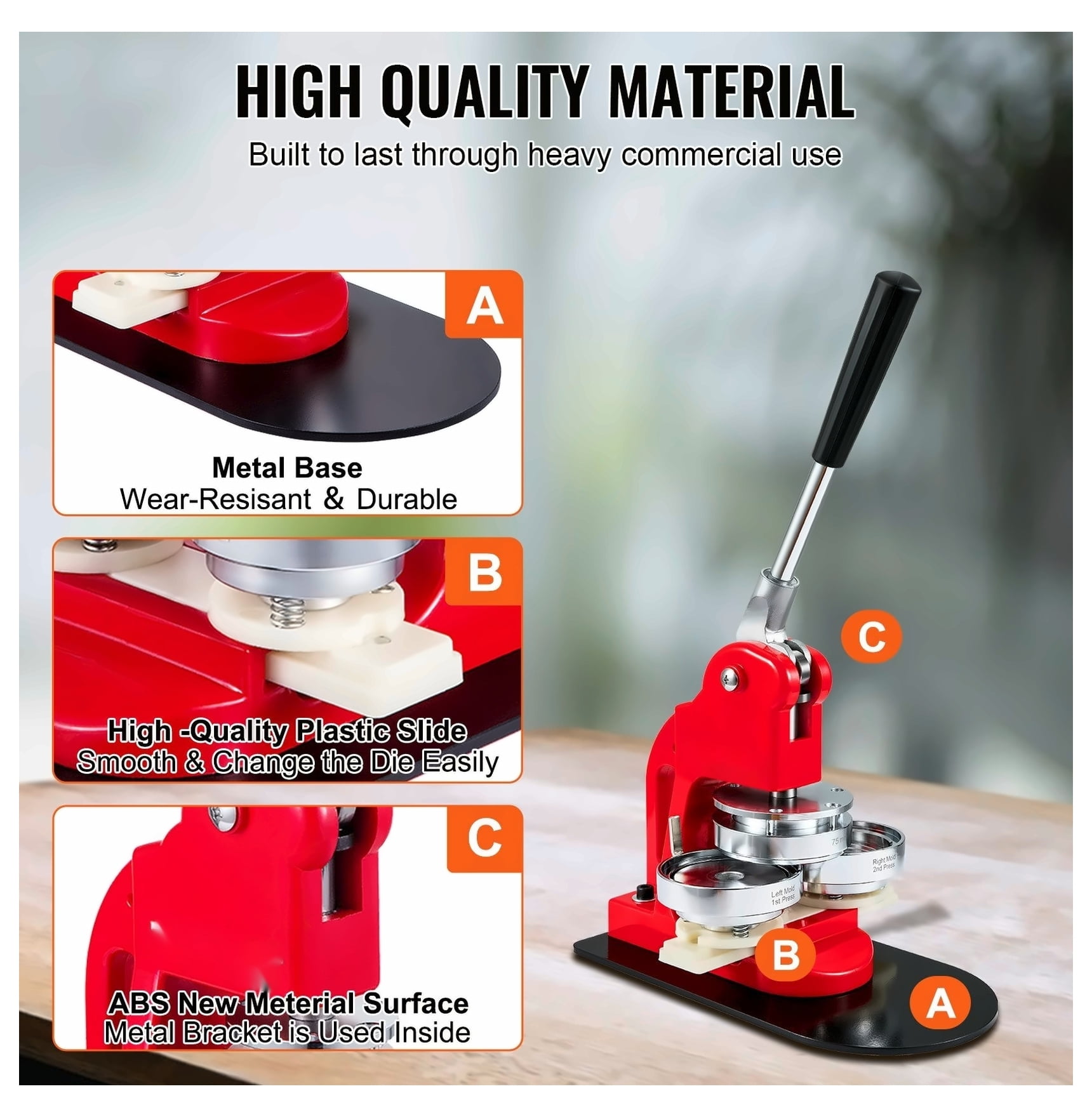 Button Maker Machine 3", 75MM Badge Maker with 500 Parts - Press Kit for DIY Crafts, Pins, Badges, Easy Installation, Home & Business Use